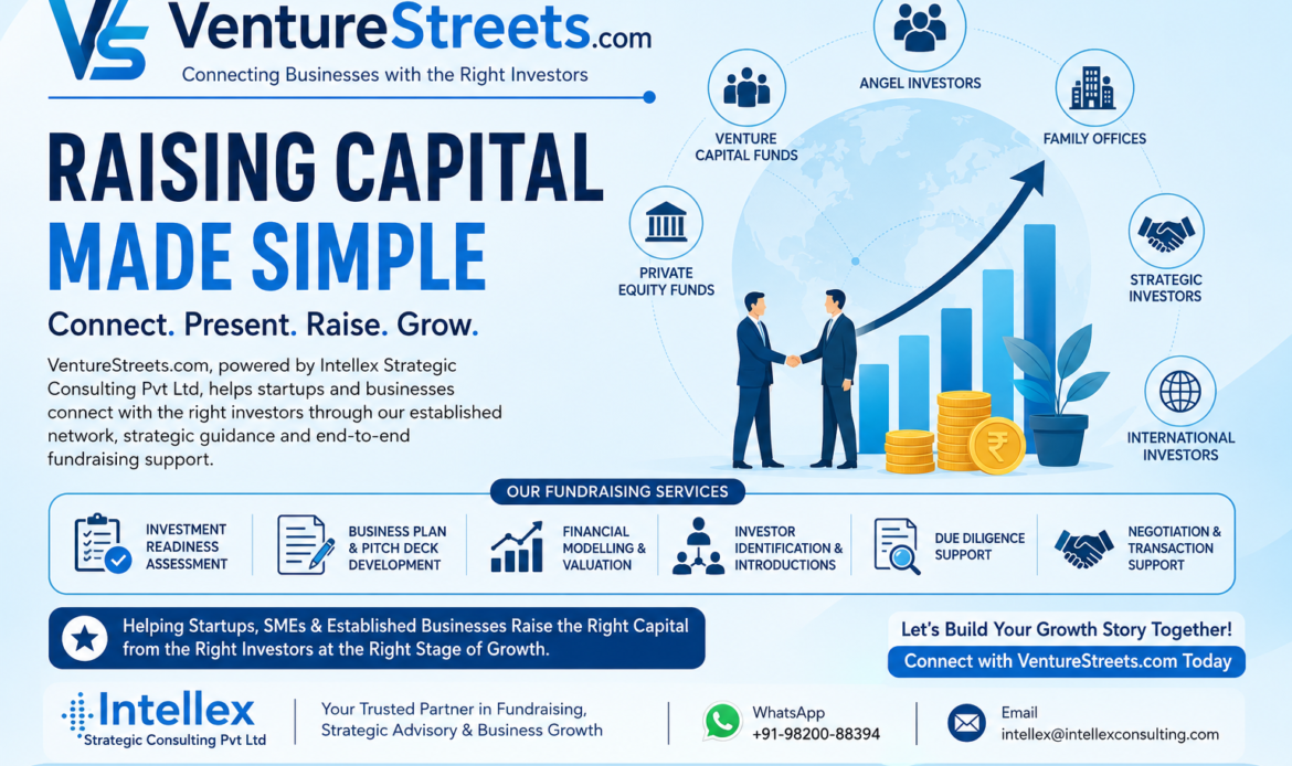 Raising Capital Made Simple with VentureStreets.com: Connecting Startups and Businesses with the Right Investors Globally.
