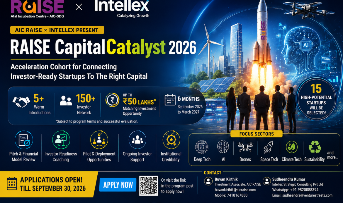 RAISE CapitalCatalyst 2026: AIC RAISE and Intellex Join Hands to Connect Investor-Ready Startups with the Right Capital.