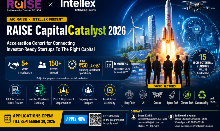 RAISE CapitalCatalyst 2026: AIC RAISE and Intellex Join Hands to Connect Investor-Ready Startups with the Right Capital.